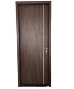 Mẫu cửa composite gắn chỉ nhôn dọc.